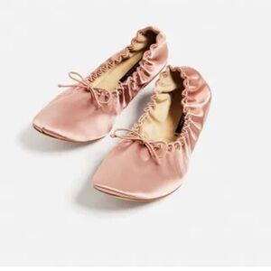 Zara Pink Ruffled Ballet Flats